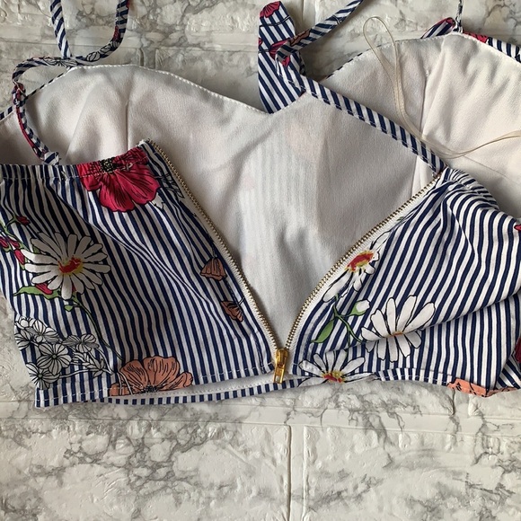 Floral Spaghetti Bralette Top Front Knot - Picture 5 of 10